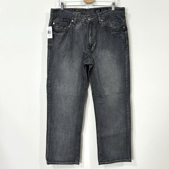 Vintage AXEL Jeans Mens 34x32 Black Rock Gray Relaxed Straight Y2K NWT Denim - Picture 1 of 11